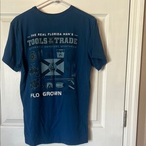 Blue Short Sleeve Tee with Graphic Design